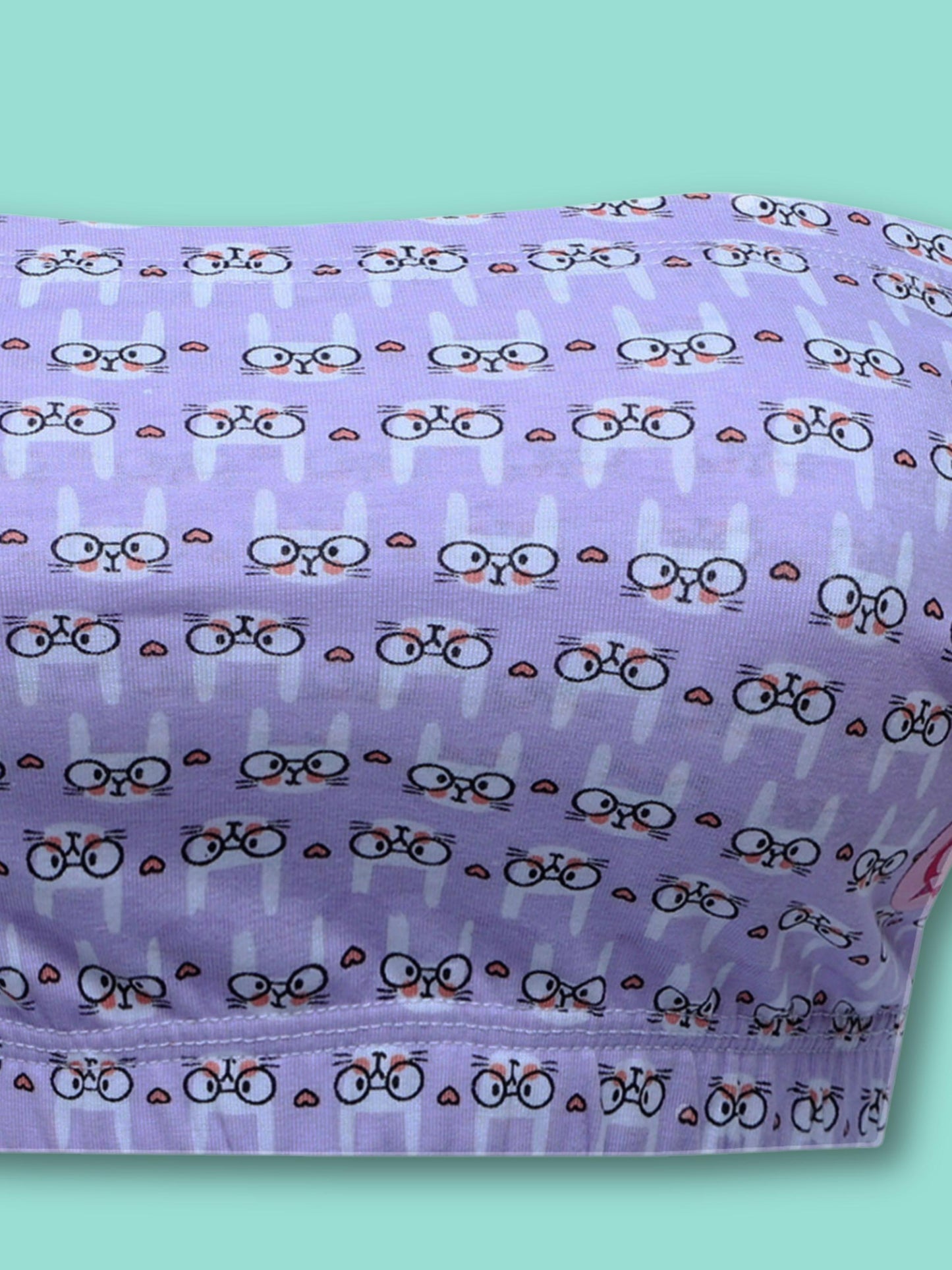 D'chica Essentials Assorted Double-Layer Cotton Tube Bras | Non-Padded Tube Tops | Bunny Print Bra (Colour-Purple) Dchica Fashion Lifestyle