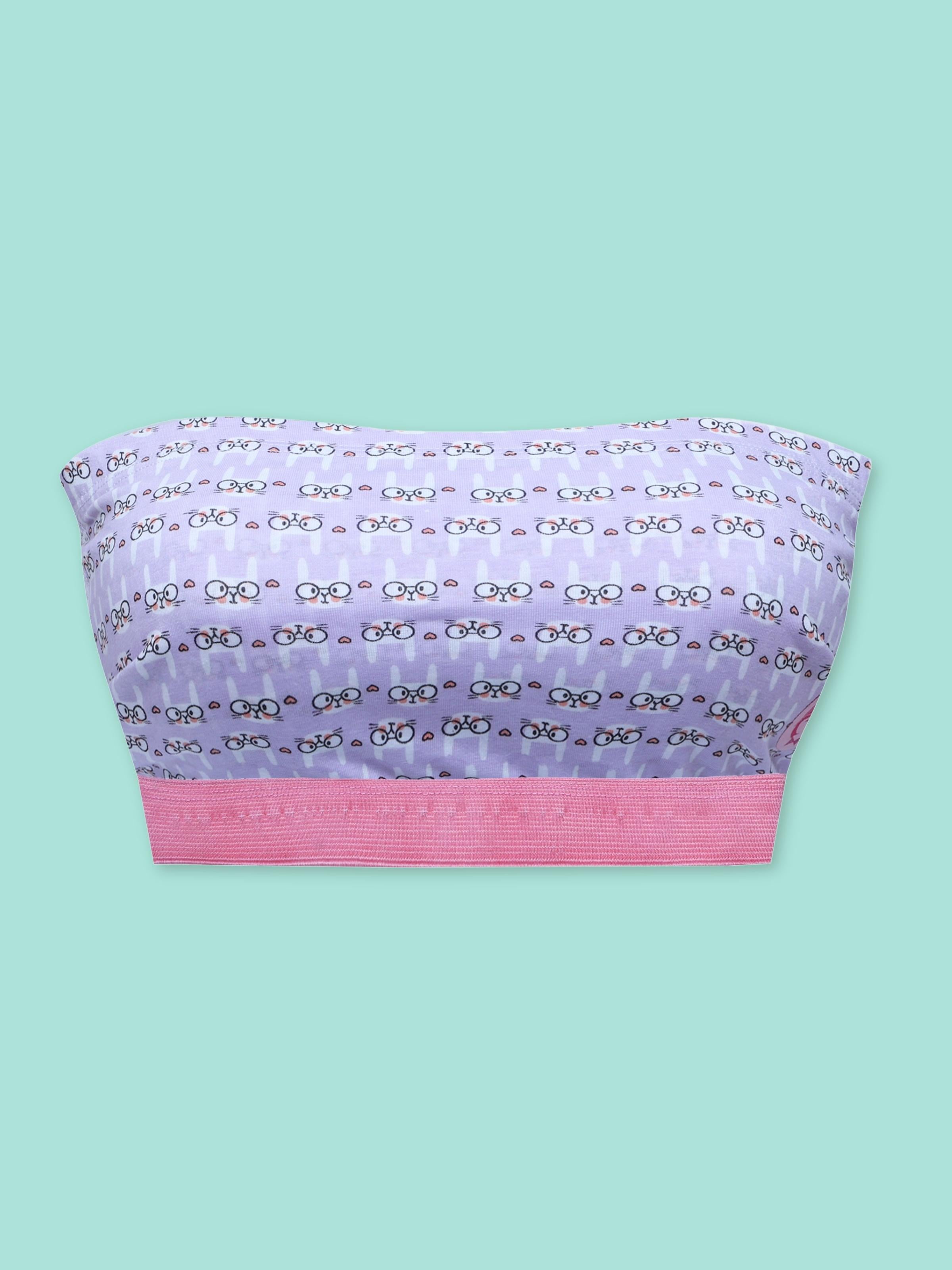 D'chica Essentials Assorted Double-Layer colour (Purple) Cotton Tube Bra | Non-Padded Tube Top | Bunny Print Bra Dchica Fashion Lifestyle