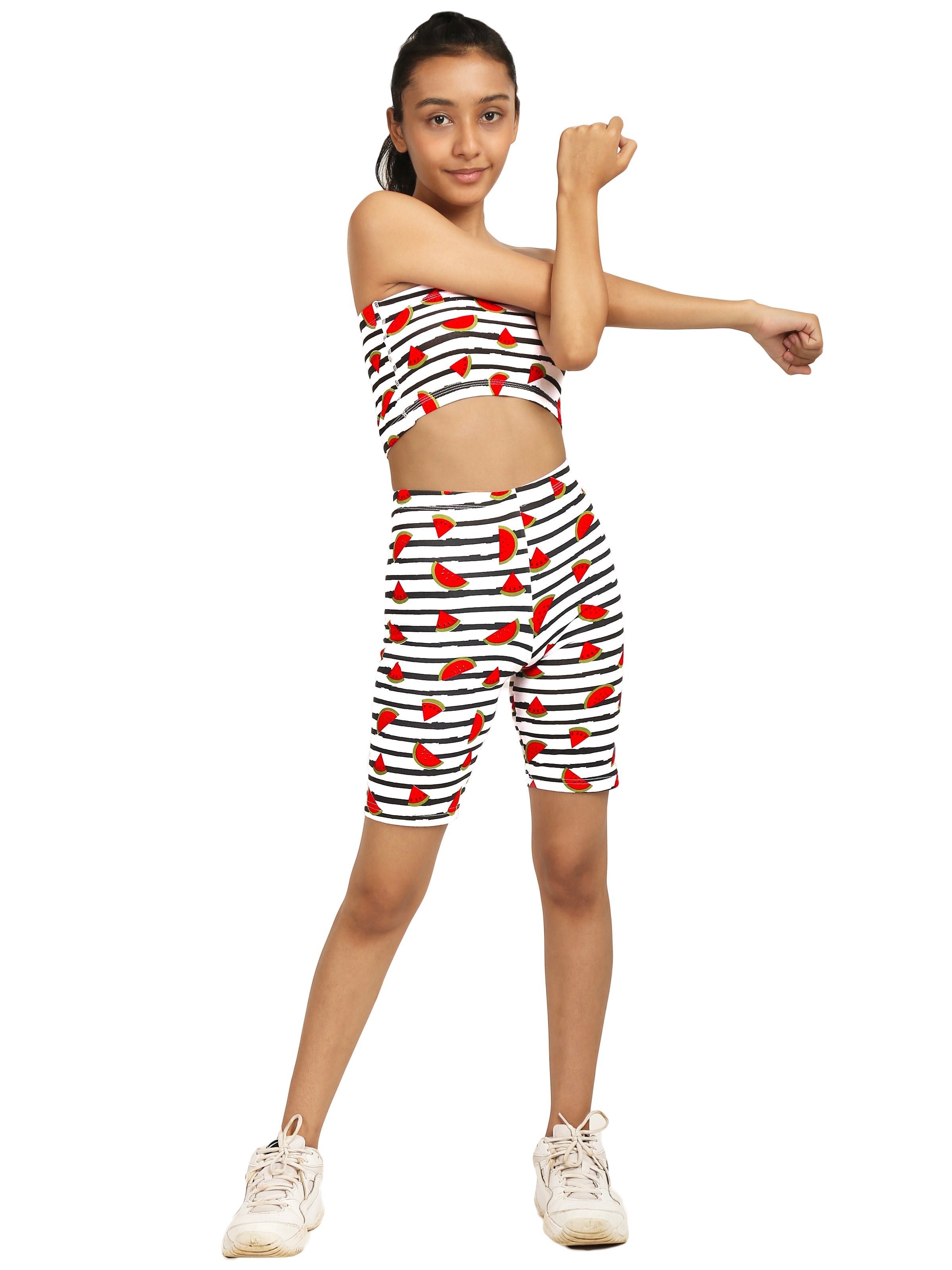D'chica Essentials Assorted Watermelon colour (white) Printed Cycling Shorts – Bold, Fun, and Comfortable! Dchica Fashion Lifestyle