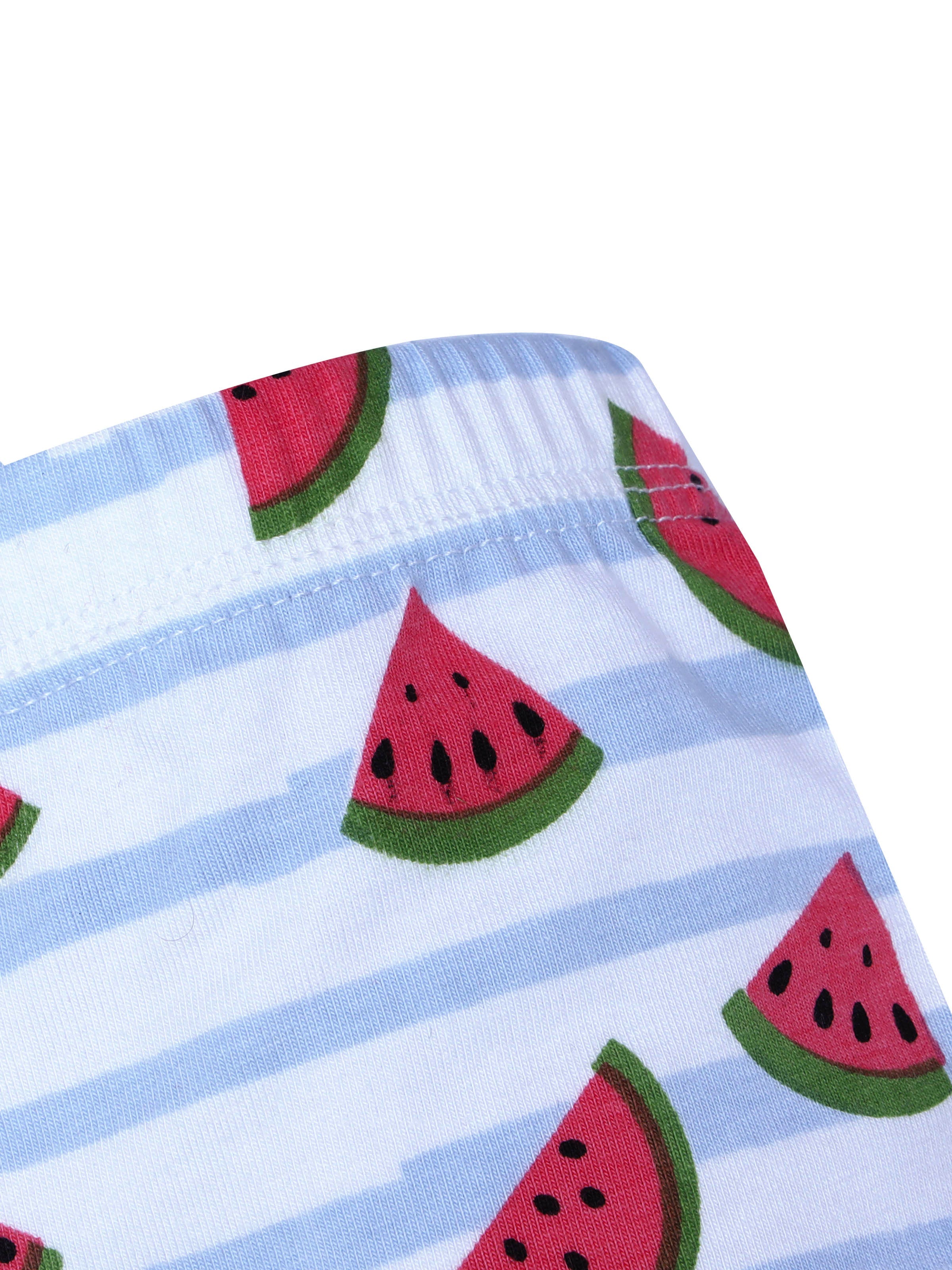 D'chica Essentials Assorted Watermelon (Blue and White) Printed Cycling Shorts – Fun, Fresh, and Comfortable! | Color (White) Dchica Fashion Lifestyle