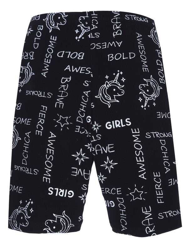 D'chica Essentials Assorted Metallic Print Black & Silver Cycling Shorts – Stylish, Bold, and Comfortable! | Color (Black) Dchica Fashion Lifestyle