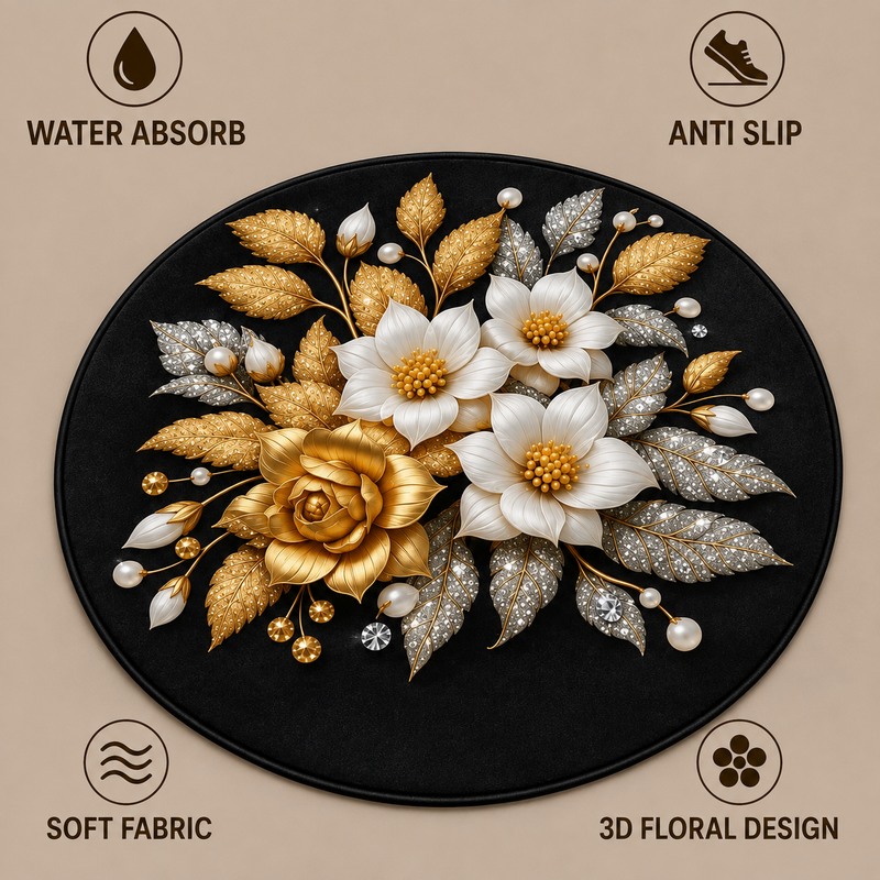 25X25 Inches Modern Decorative Door Mat | Water Absorbent Floor Mat for Living Room.