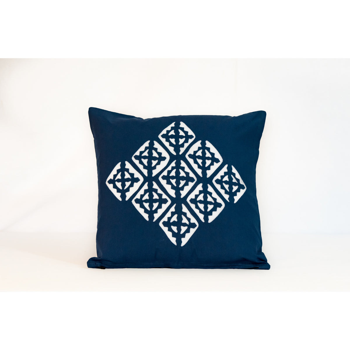 Indigo Geometric Applique Cushion Cover