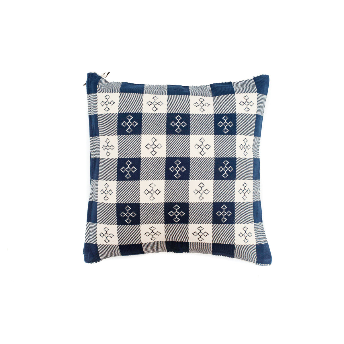 Indigo & White Woven Cushion Cover