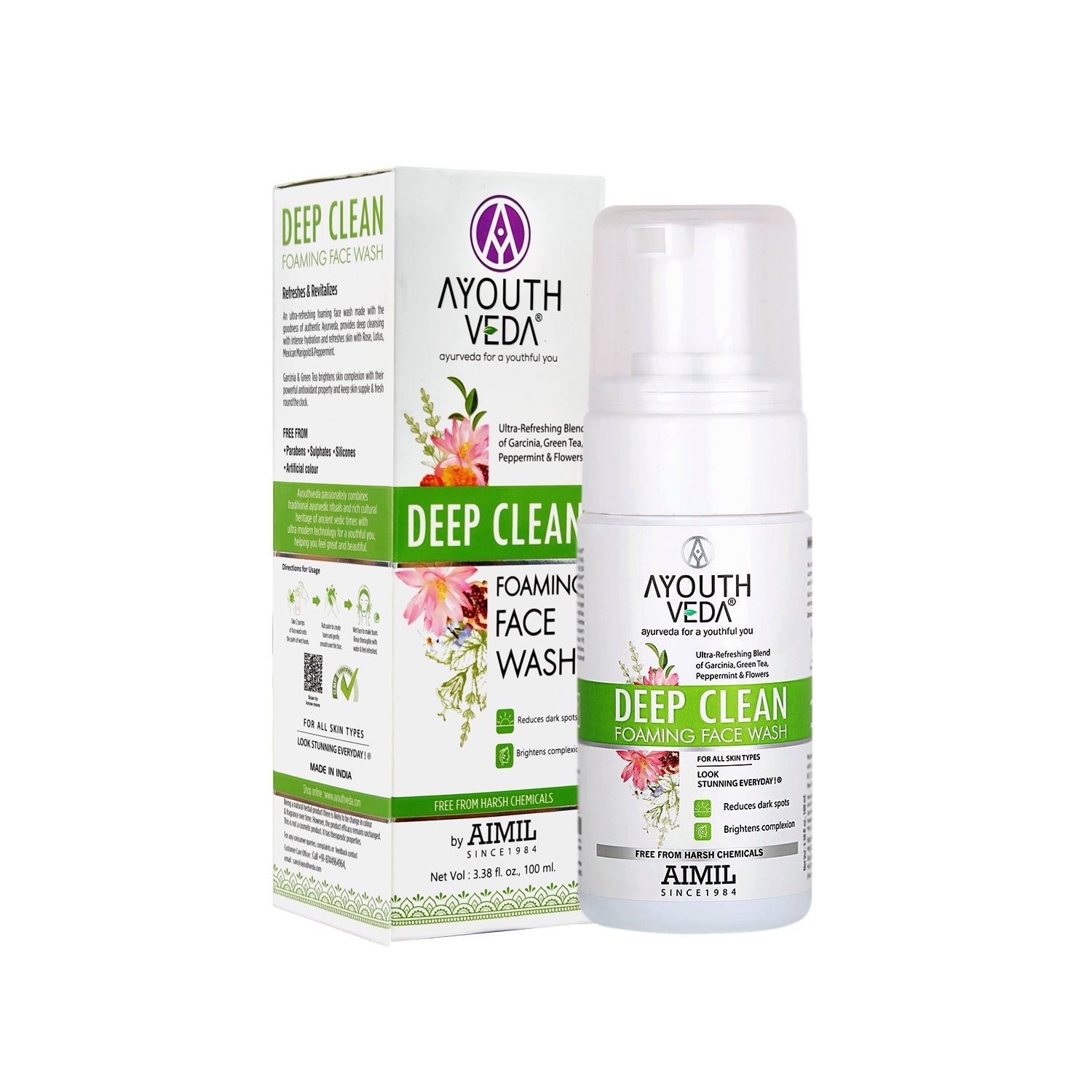 Ayouthveda Deep Clean Foaming Face Wash Pack of 2 (100 ml) Aimil Ayouthveda