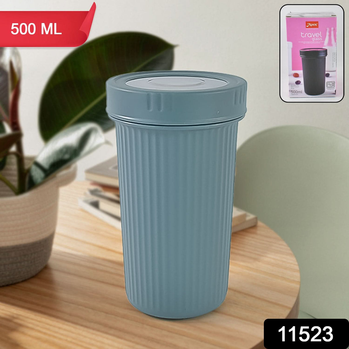 Apex Double Wall Inner Steel Travel Glass (500ml) Approx (1 Pc Mix Color) HP DD