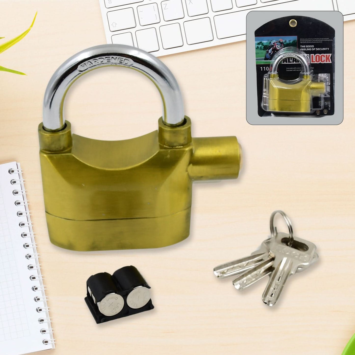 Security Alarm Metallic Lock System With 3 Keys (1 Set Mix Color)