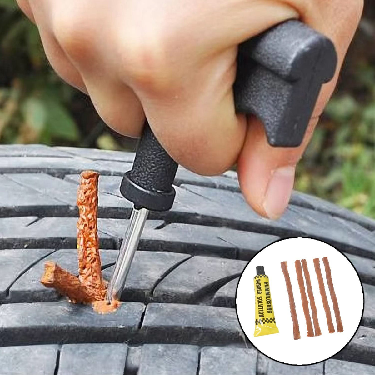 Portable Tire Repair Kit Tyre Repairing Tool Set With Box (13 Pcs Set) HP DD