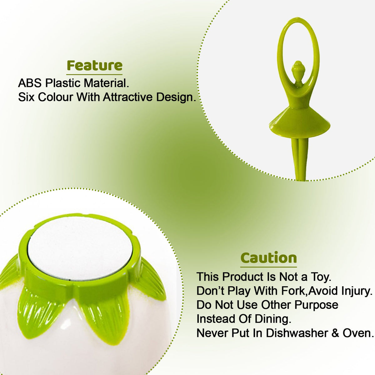 Dancing Doll Fruit Fork Cutlery Set With Stand Set Of 6. HP DD