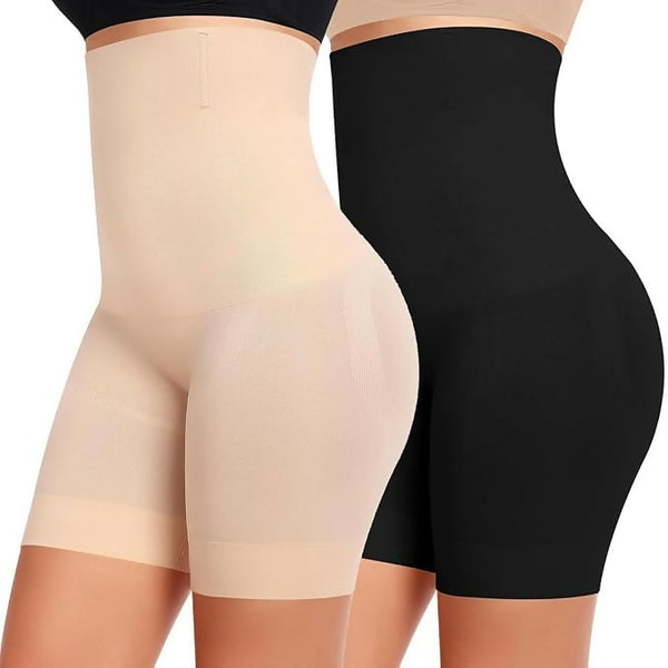 Premium High-Waist Tummy Control Shapewear – Pack of 2 (Multicolor)