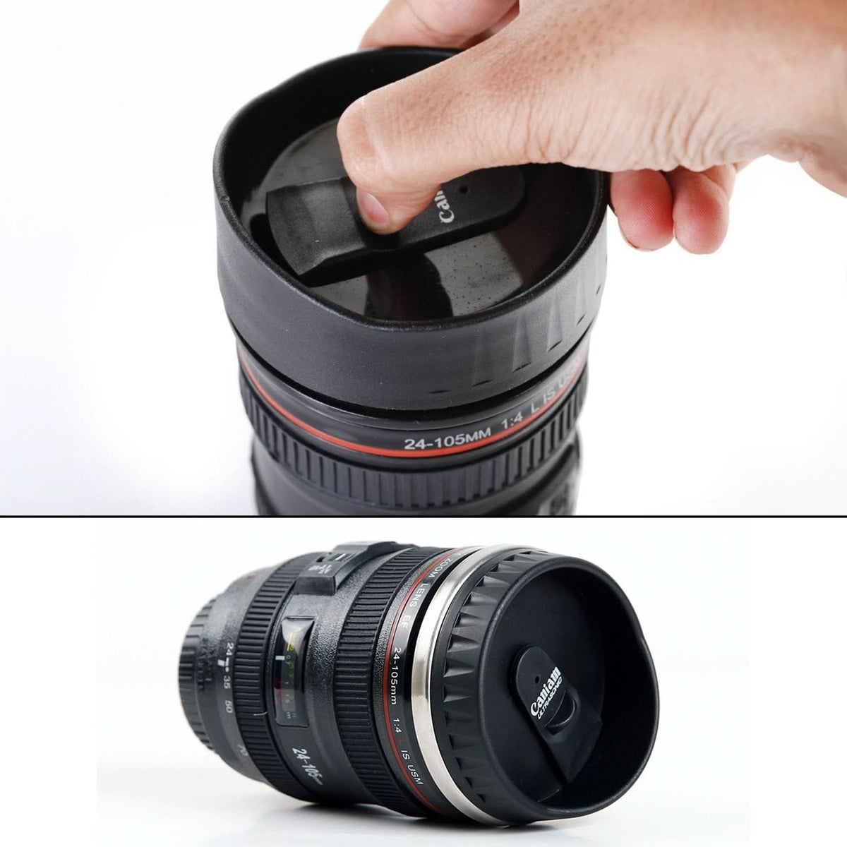 Plastic Camera Lens Stainless Steel Coffee Mug HP DD