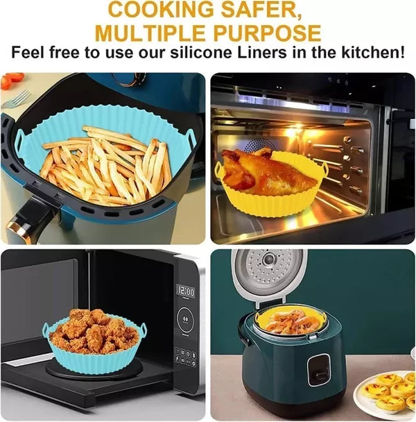 Silicone Air Fryer Liners Pot for Cooking Oven Microwave 6 Pcs Set-Multicolor Airfryer Tray