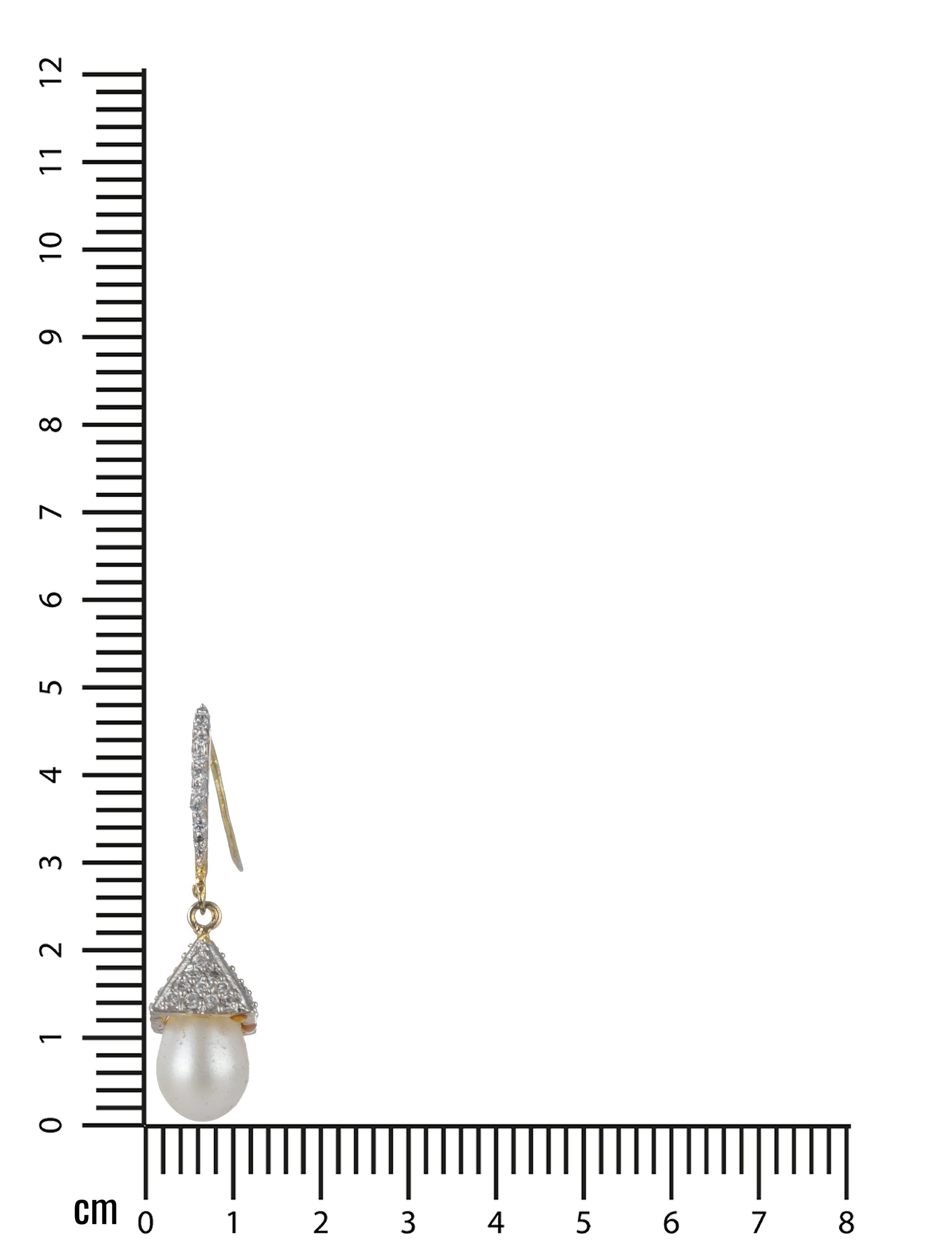 White Gold Plated American Diamond & Pearl Studded Tear Drop Earrings