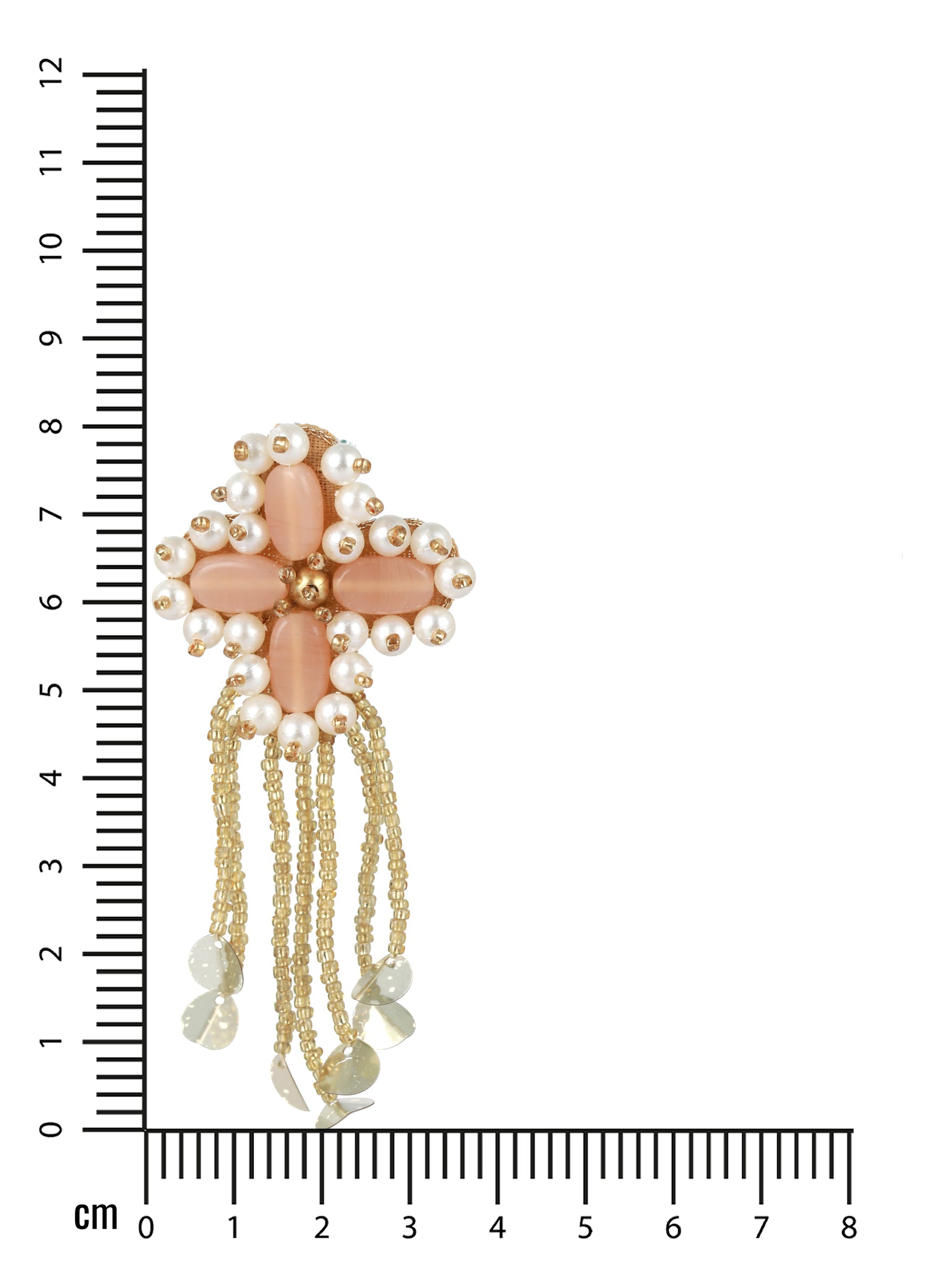 Peach & Gold Beaded Drop Earrings