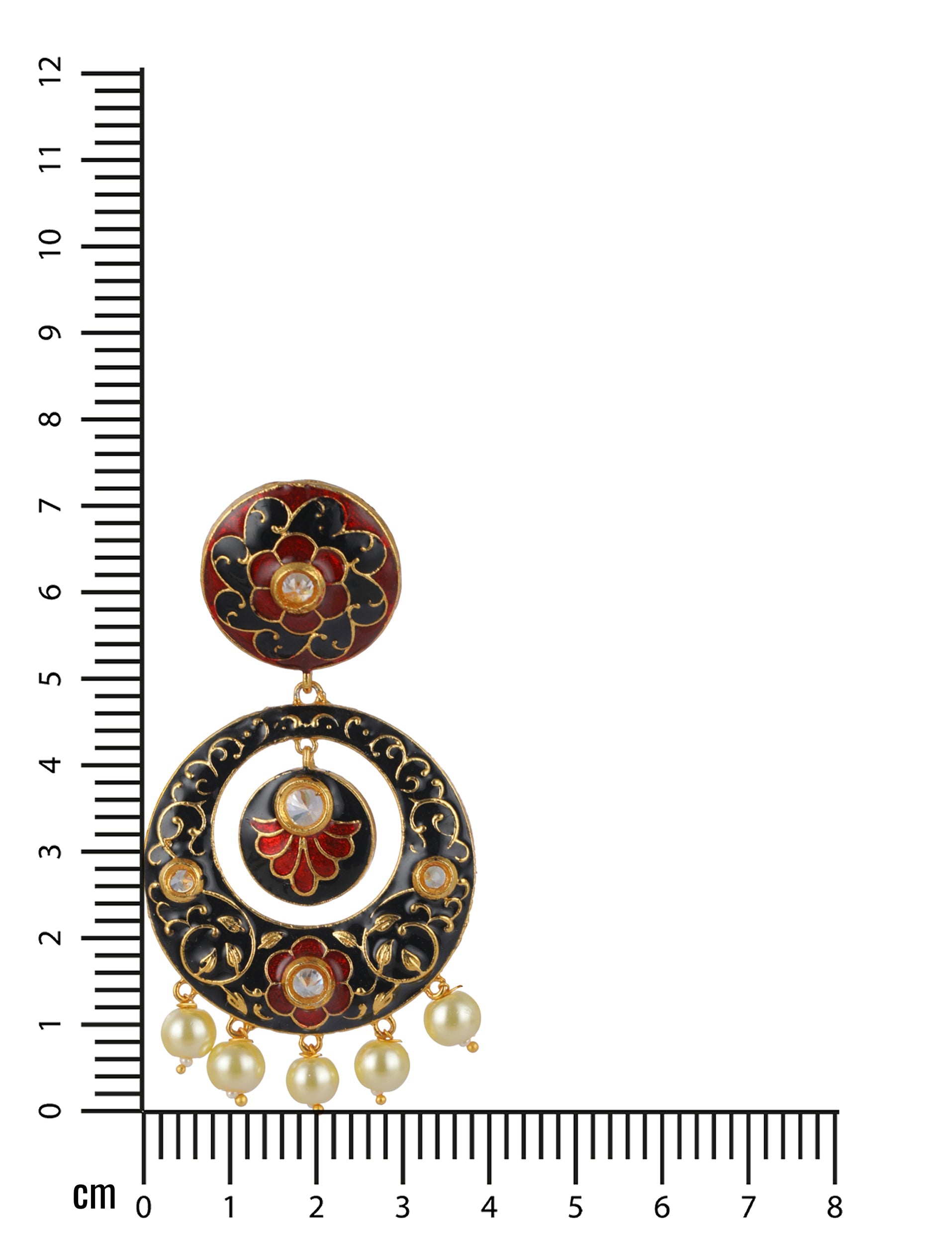 Gold Plated Black Contemporary Chandbali Earring