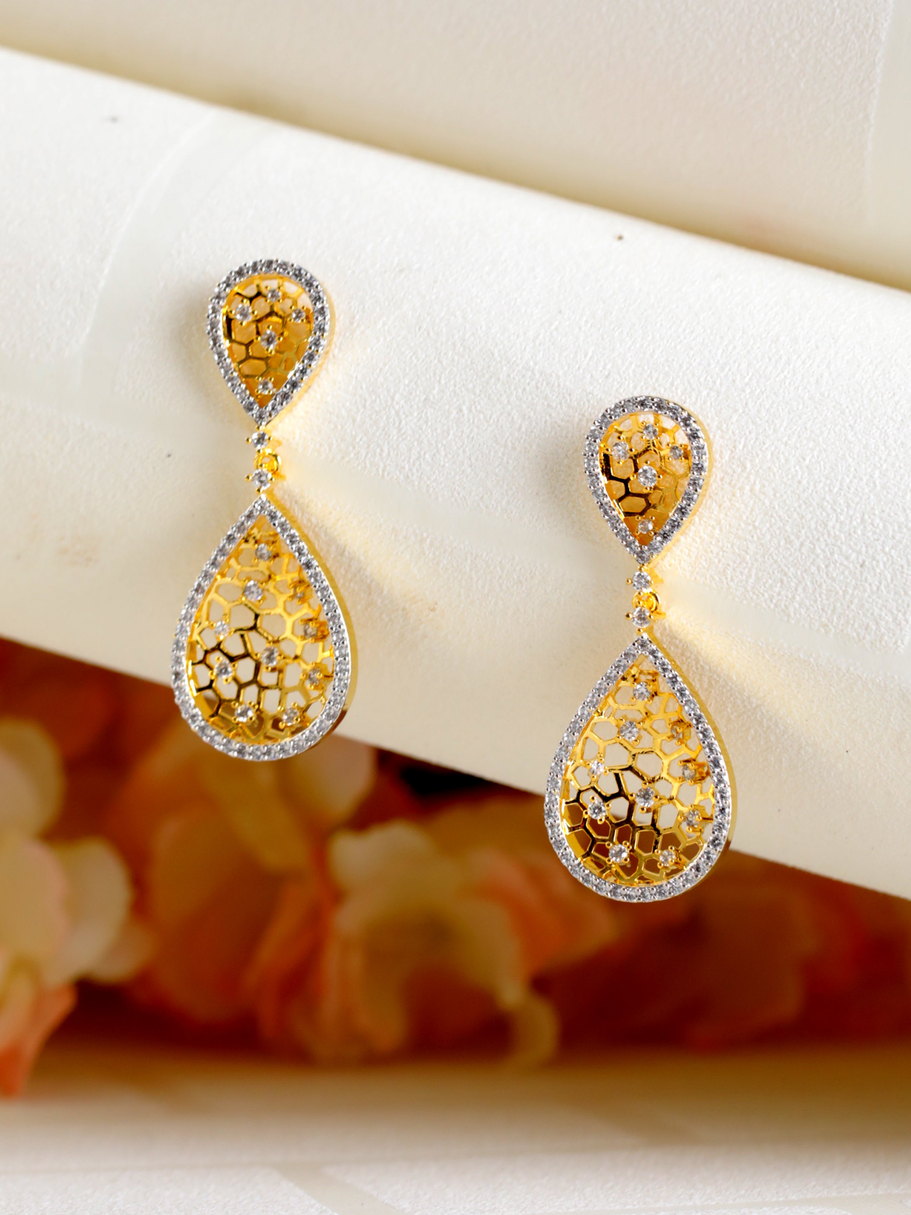 Gold Plated Contemporary Drop Earrings