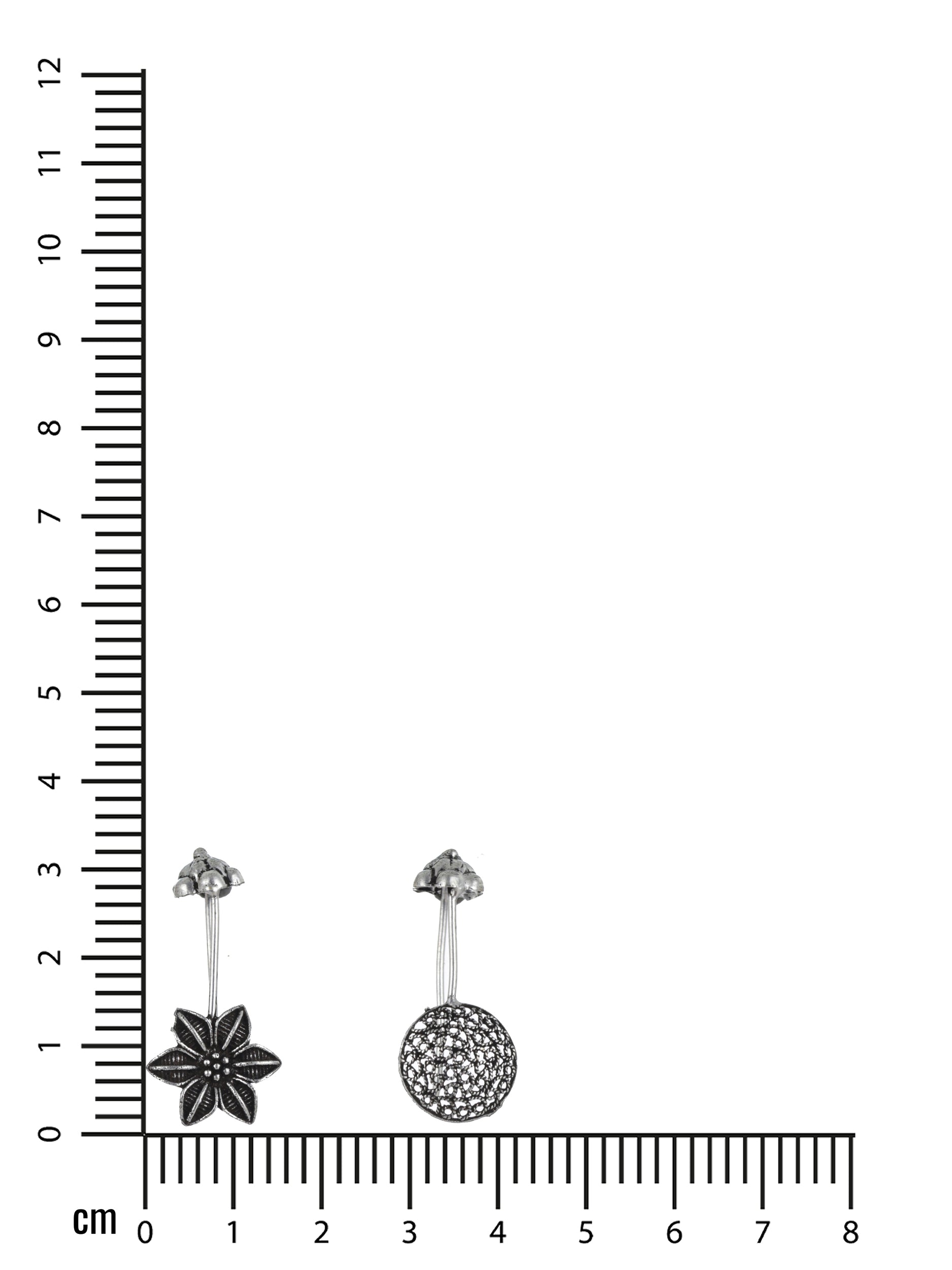 Set Of 2 Silver-Toned & Floral Ear Cuff Earrings