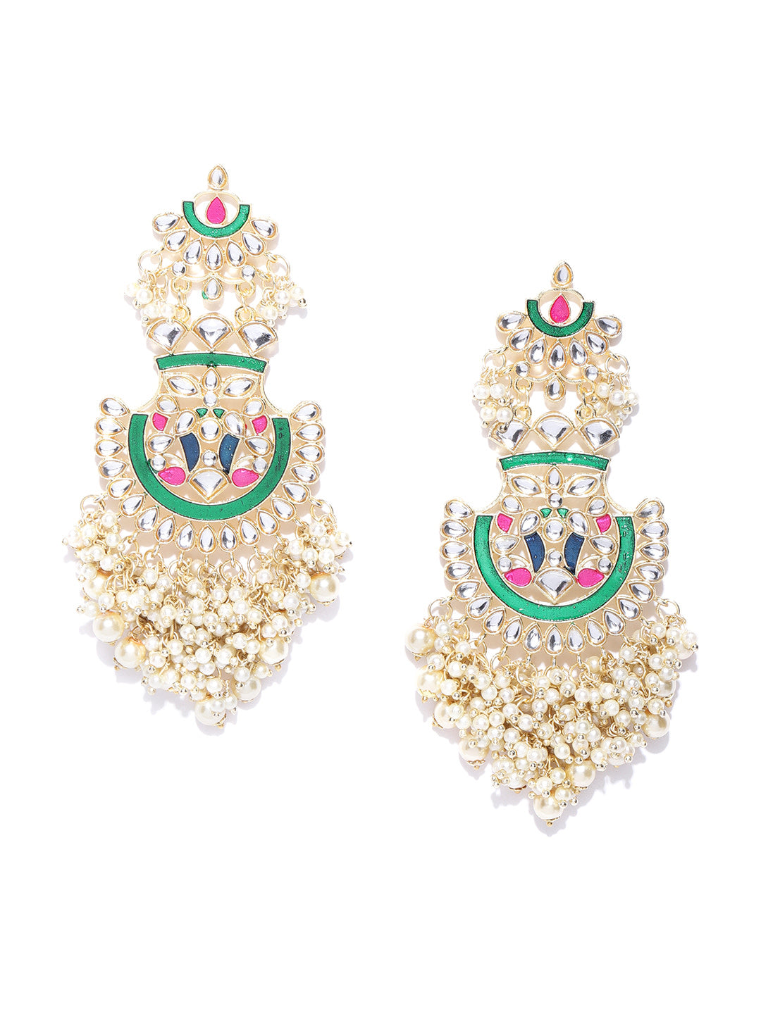 Jazz And Sizzle Gold Plated Kundan Studded Handcrafted Classic Drop Earrings
