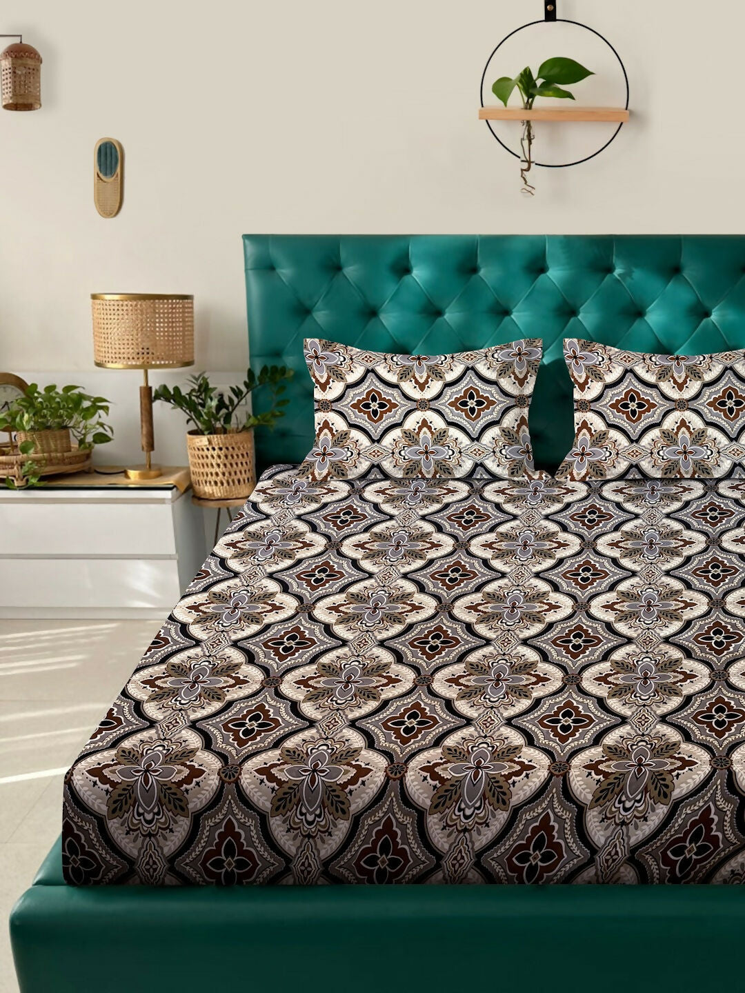 EASY CARE Elegant Floral Micro Polyester Double Bedsheet with Pillow Covers (224x254 cm) PANCHAJANYA FASHIONS