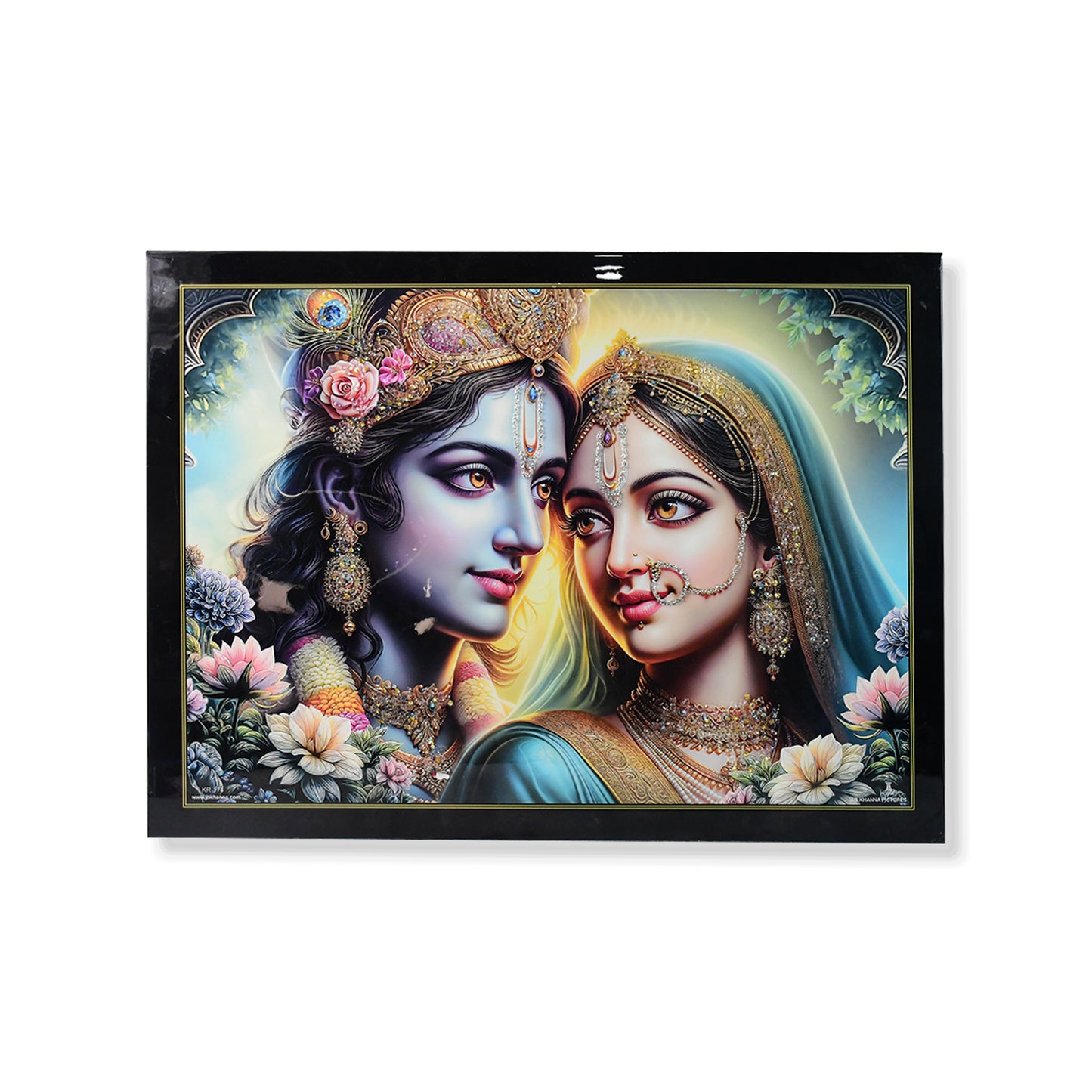 Lord Krishna And Radha Wall Painting With Wooden Frame 60x45 Cm Approx (1 Pc Mix Design)