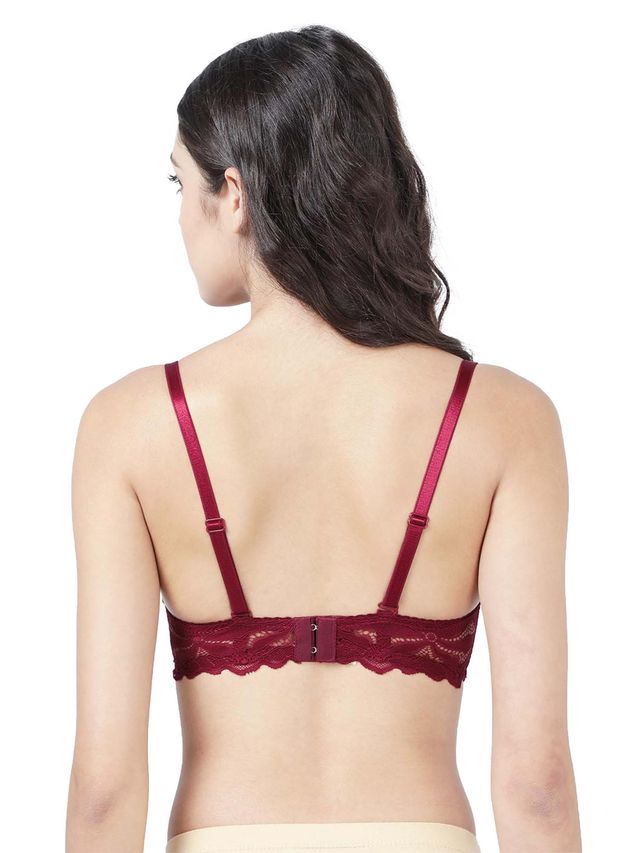 Susie 3/4th Coverage Sangira Red Seamed Padded Wired Adjustable Detachable Lace Bra