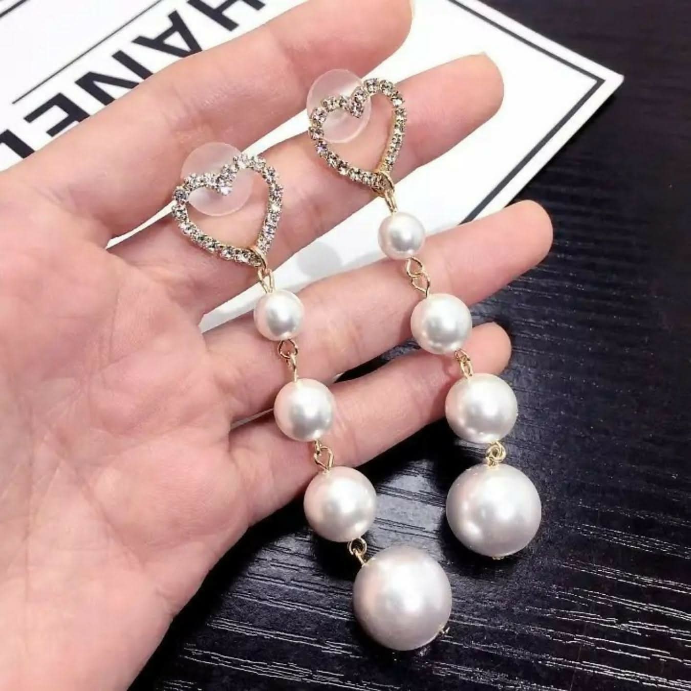 Elegant Pearl Dangle & Stud Earrings Set Heart & Circle Designs pinapes