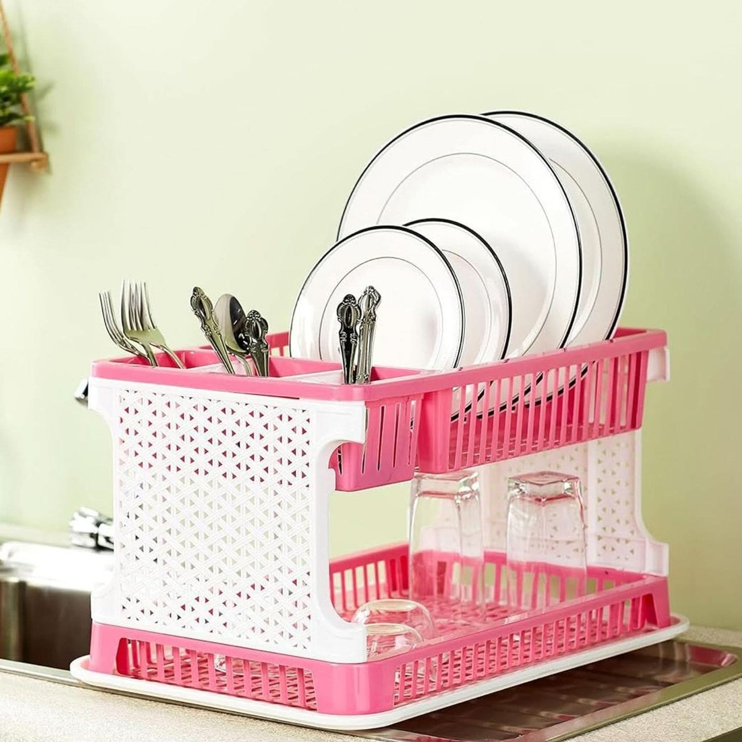 Plastic Kitchen Organizer Rack With Water Storing Tray HP DD