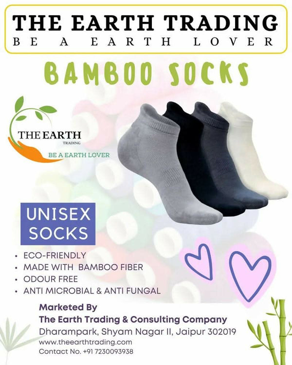 The Earth Trading Bamboo Fiber Unisex Ankle Socks (Odour Free) - Black The Earth Trading company