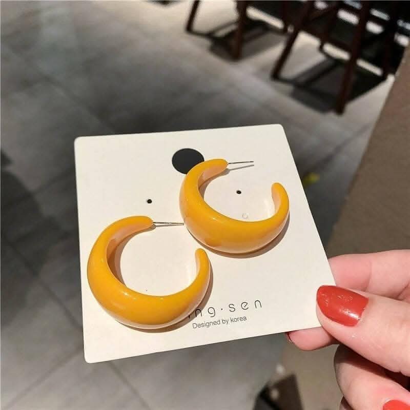 Fashion Acrylic C-Shape Chunky Hoop Earrings for Women – Simple Personality Statement Jewelry – Lightweight & Trendy Accessory MK Collections