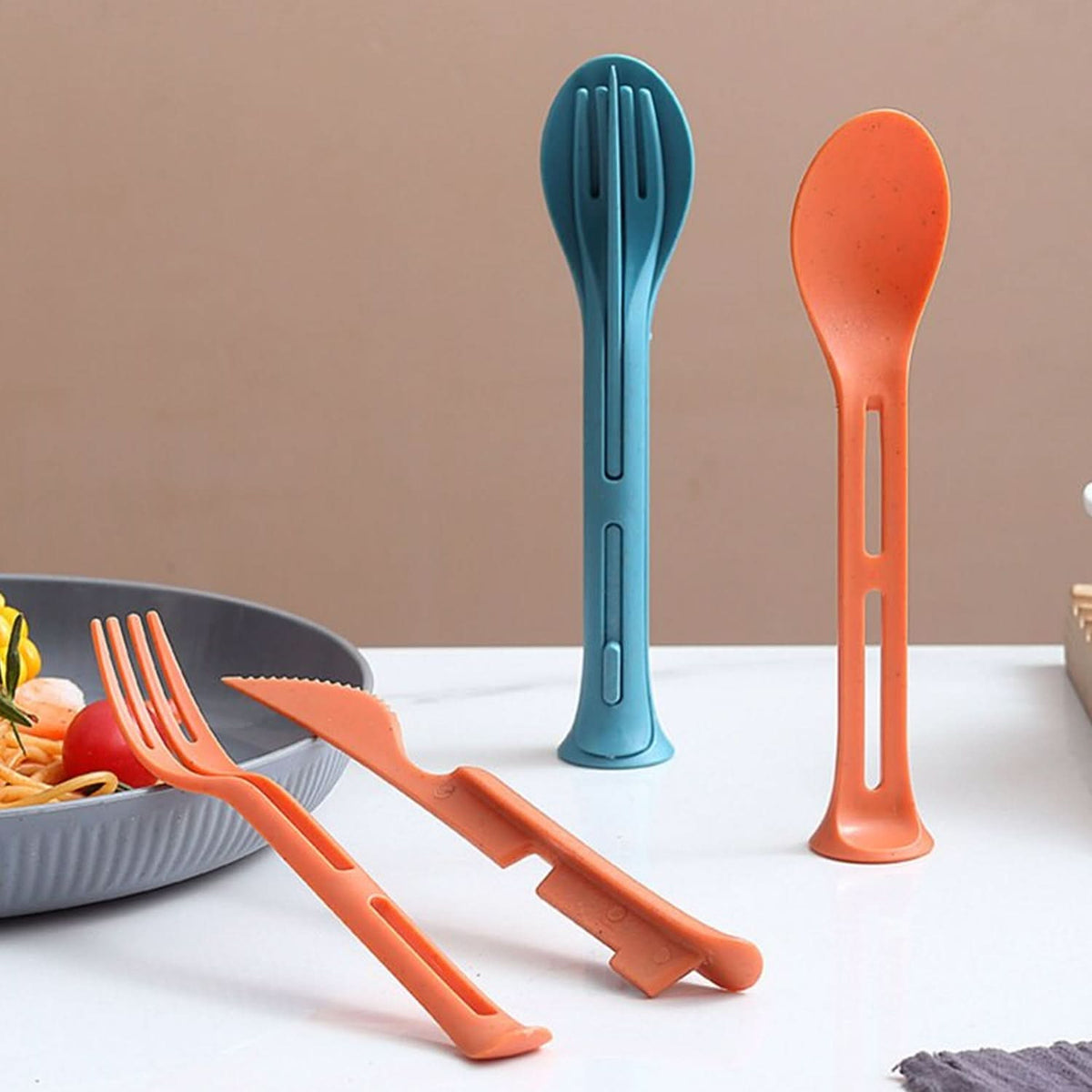 3 In 1 Reusable Spoon Knife Forks Tableware Spoon (3 Pcs Set) HP DD