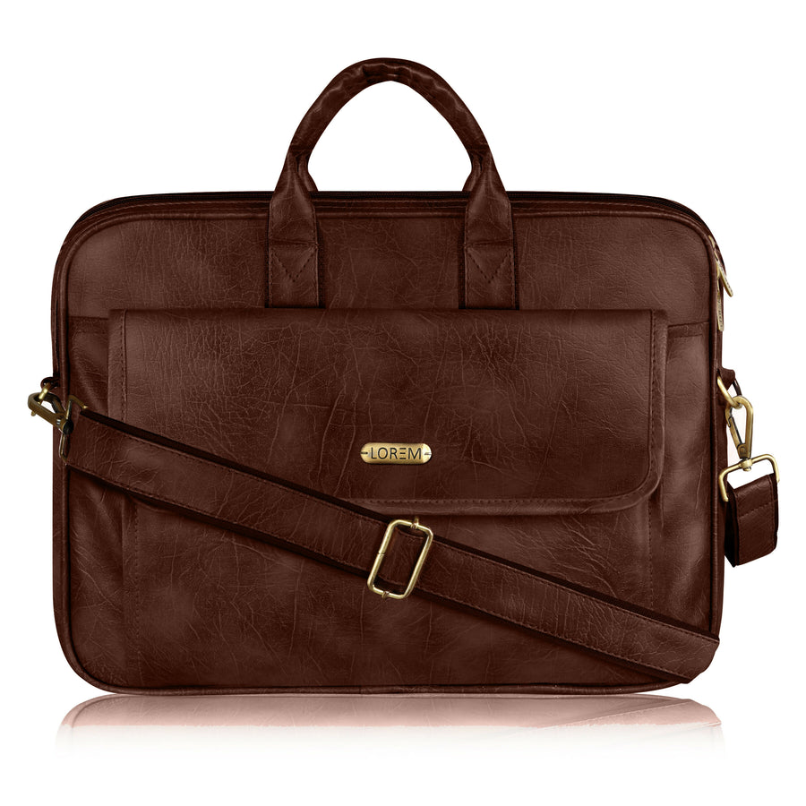 LOREM Faux Leather Messenger Bag for Men – 9.44L Capacity | Fits Up to 15.6” Laptops (Dell, HP, Lenovo, MacBook)