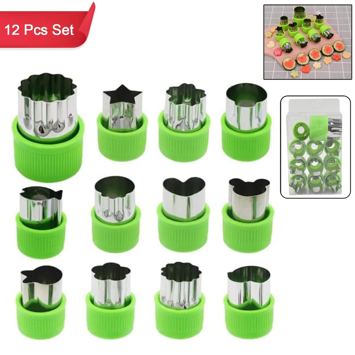 Stainless Steel Cookie Cutter Shapes Set Baking Cooking Food Decoration (12 Pcs Set) HP DD