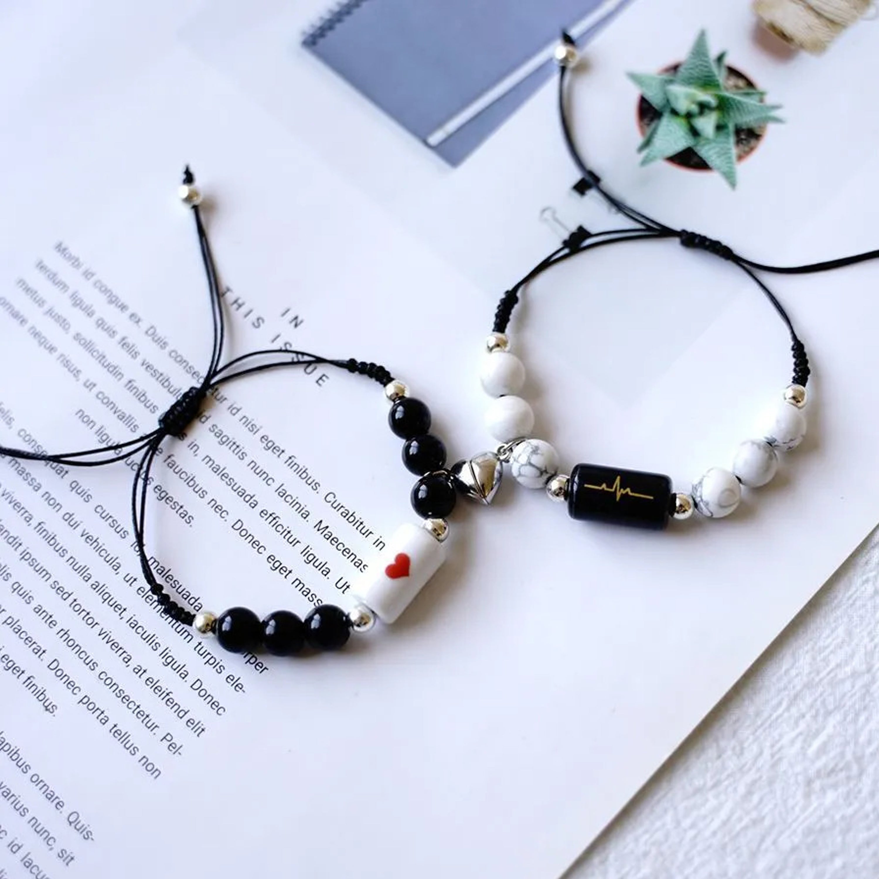 Jazz And Sizzle Set Of 2 Heart Beads Bracelet for Valentines Gift