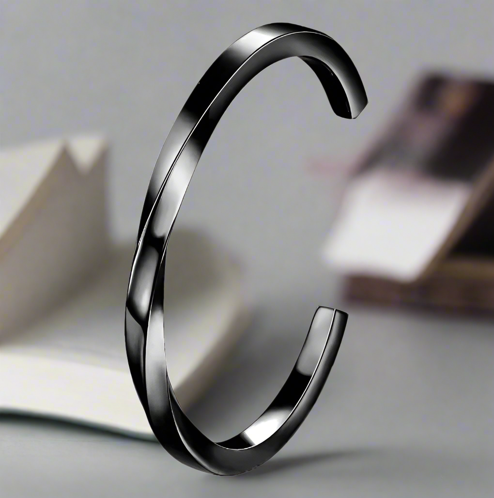Jazz and Sizzle Men Black-Plated Cuff Kada Bracelet