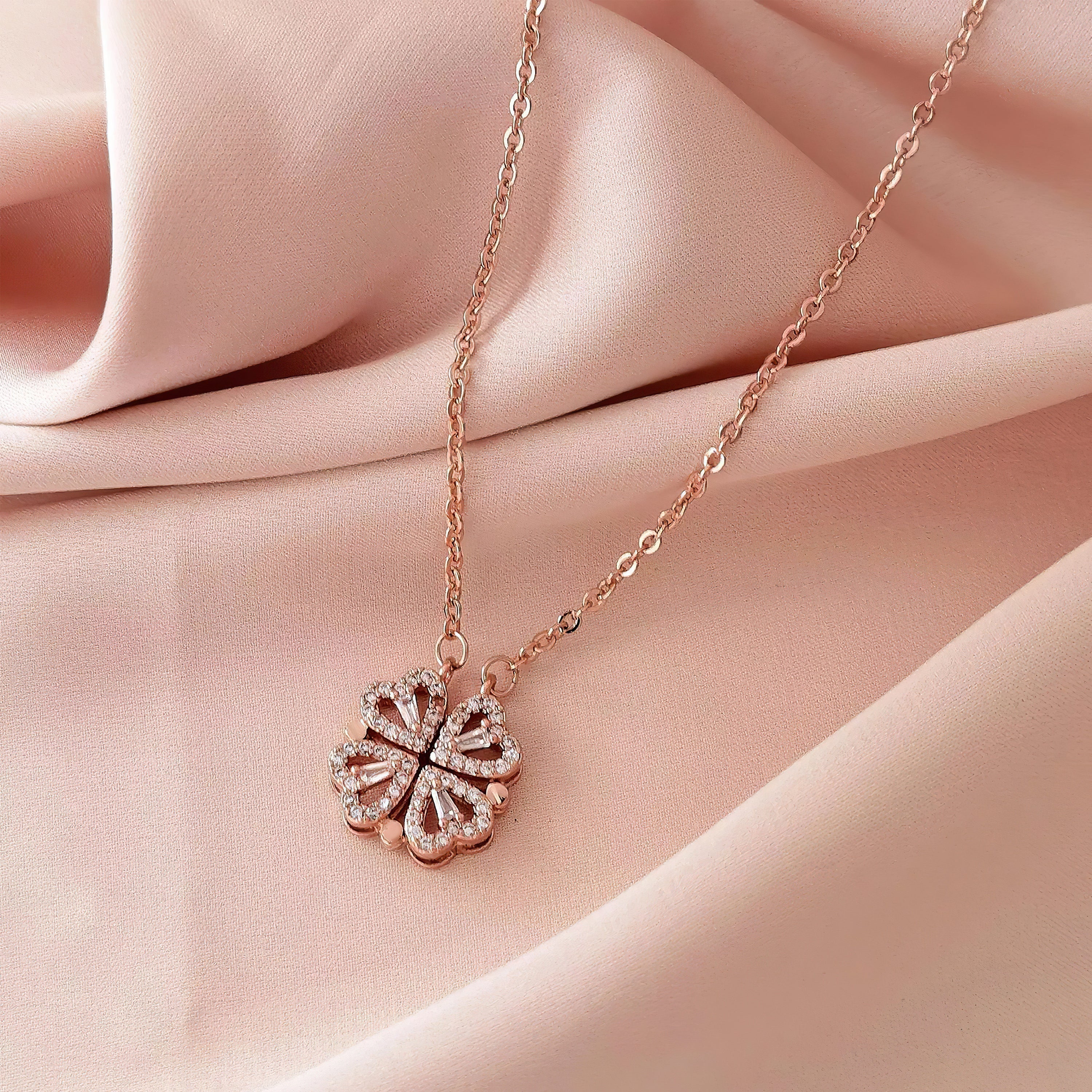 Jazz And Sizzle Rose Gold Plated Heart Shaped Pendent Chain Necklace for Valentines Gift