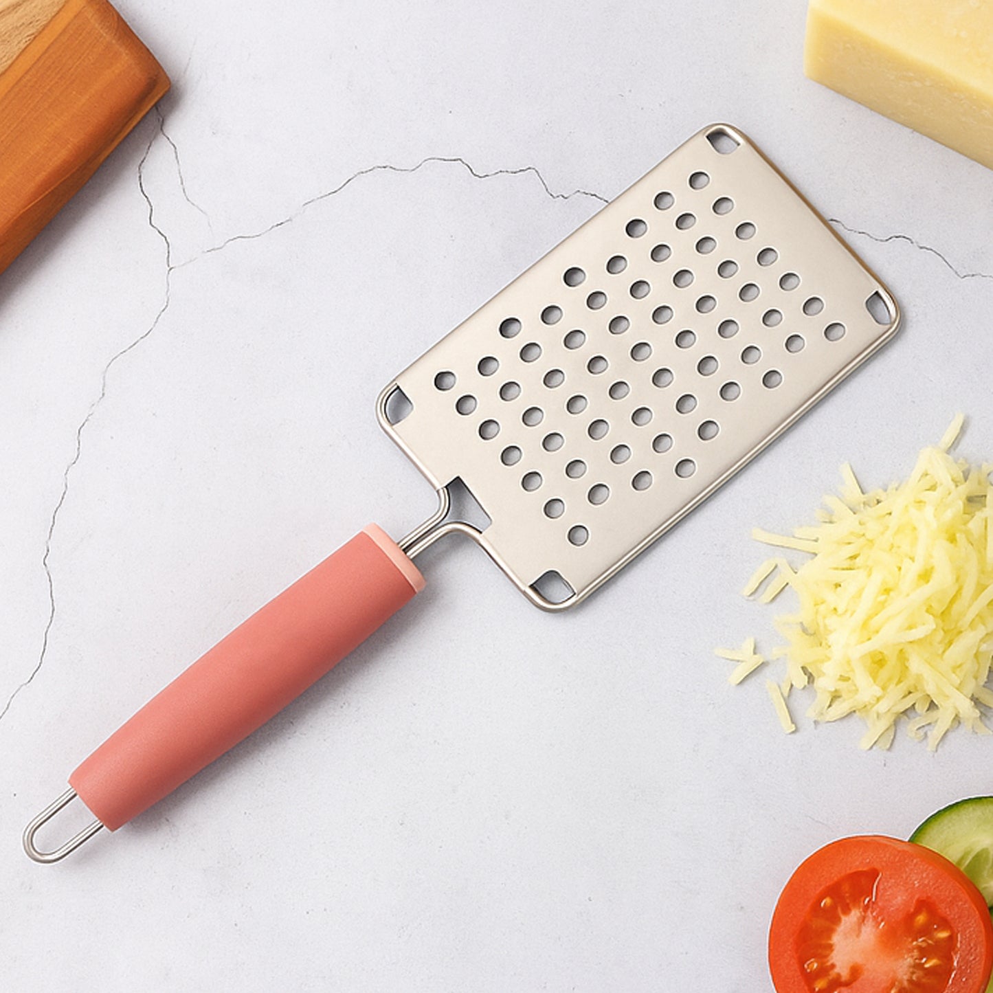 Supermom Stainless Steel Multipurpose Vegetable And Cheese Grater With Soft Grip Handle (1 Pc)