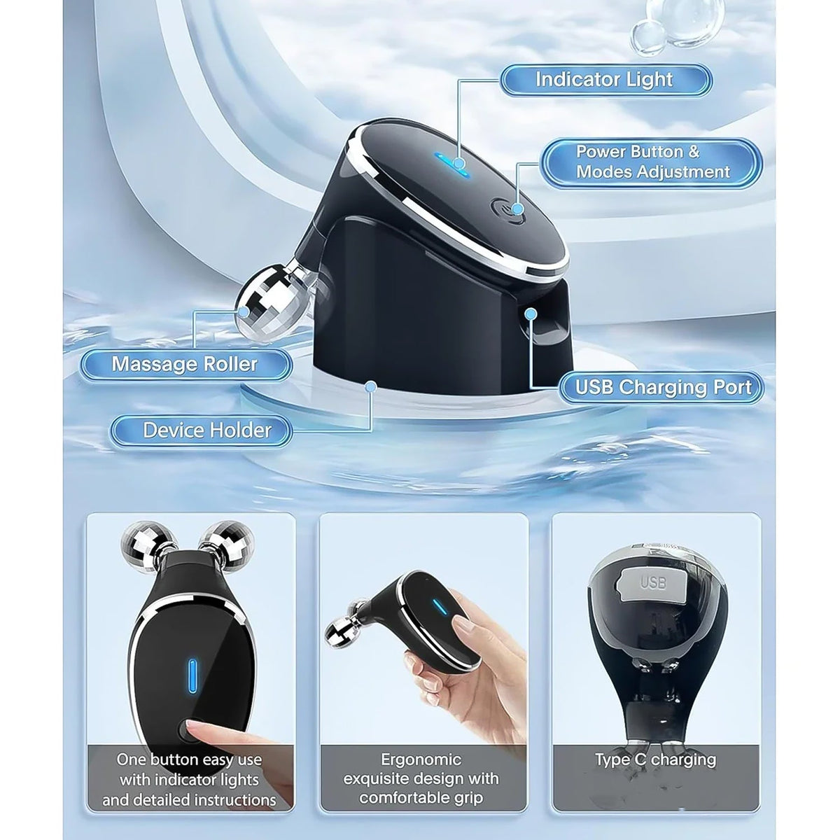 Microcurrent- Facial- Device Micro Current Face Massager Roller (1 Pc) HP DD
