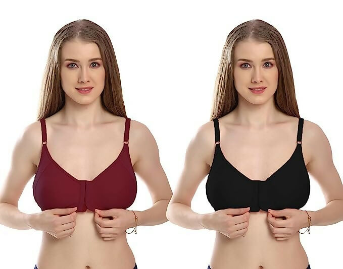 Women's Premium Front-Hook Daily Wear Bra – Pack of 2 (Multicolor)