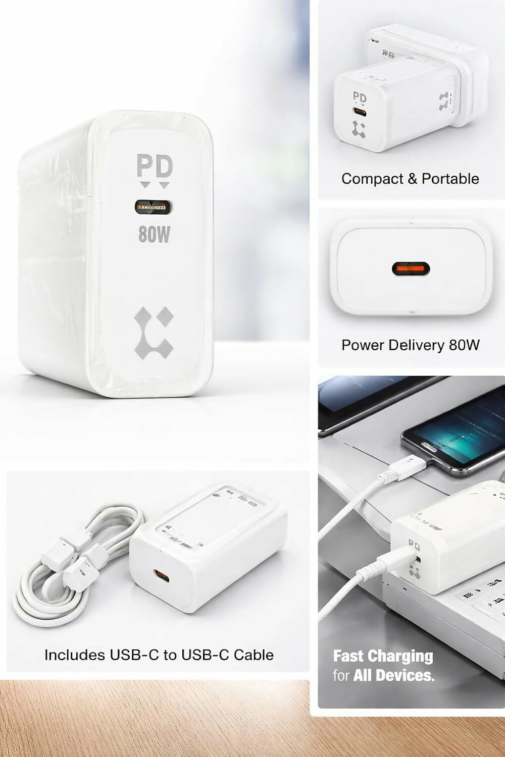 LYNE 80W PD Fast Charger with USB Type-C Output & 1M Cable – Startup 19 / Chamber 25C Pro