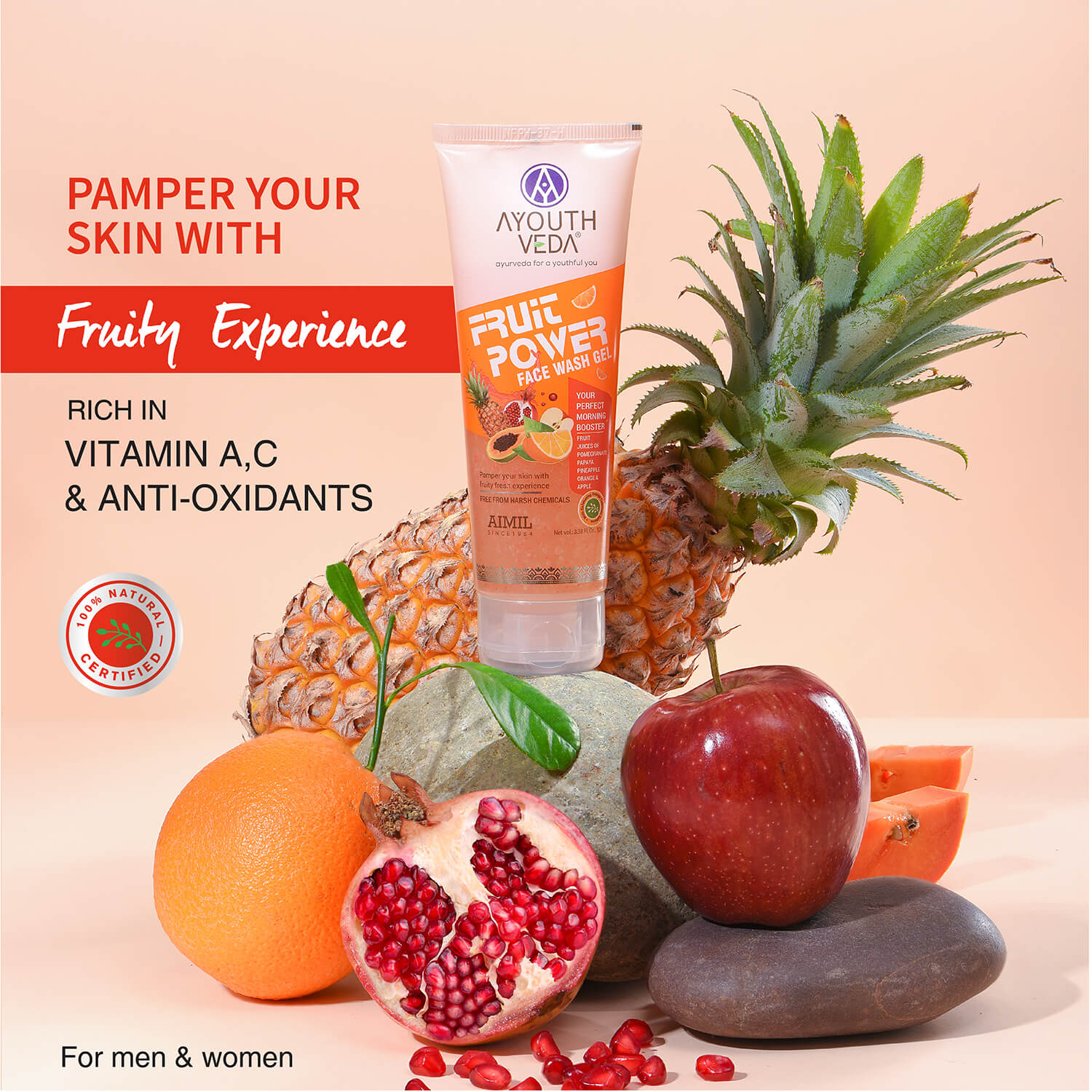 Ayouthveda Fruit Face wash Gel Pack Of 2 (100 ml) Aimil Ayouthveda