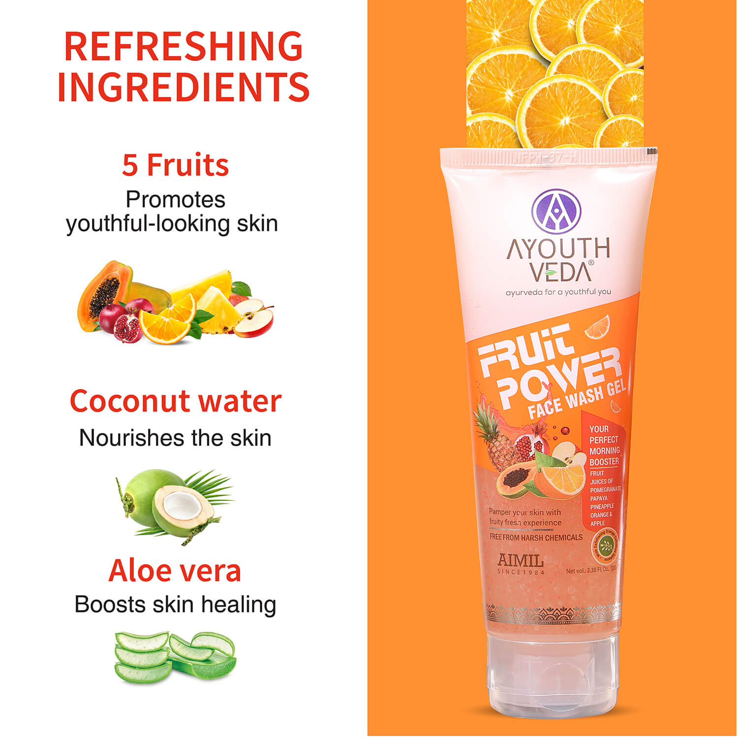 Ayouthveda Fruit Face wash Gel Pack Of 2 (100 ml) Aimil Ayouthveda