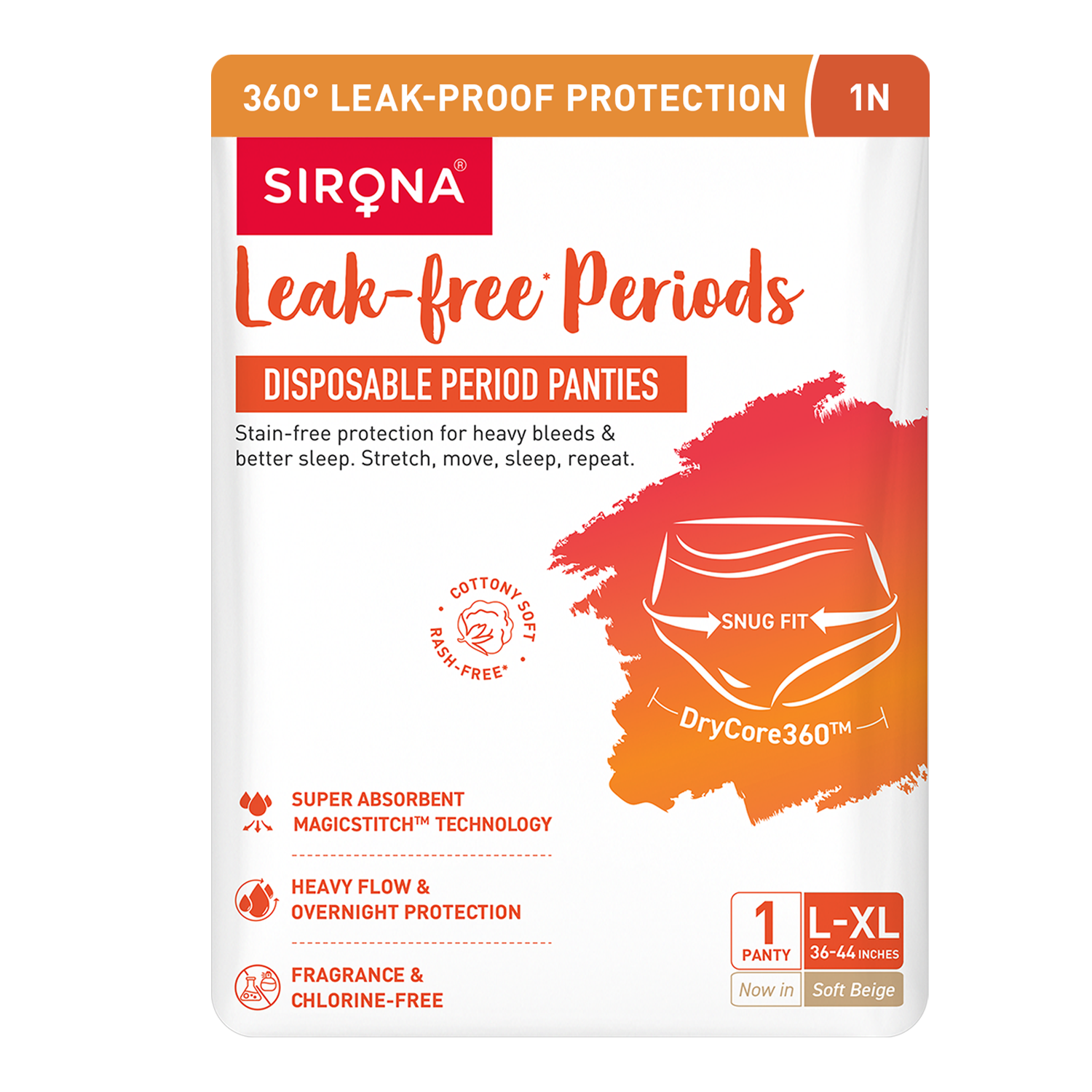 Sirona Disposable Period Panties for Women| L-XL | Ultra-Soft, Leakproof with DryCore360 & MagicStitch Technology | Heavy Flow & Overnight Protection | Postpartum & Post-Surgery Friendly | Pack of 2