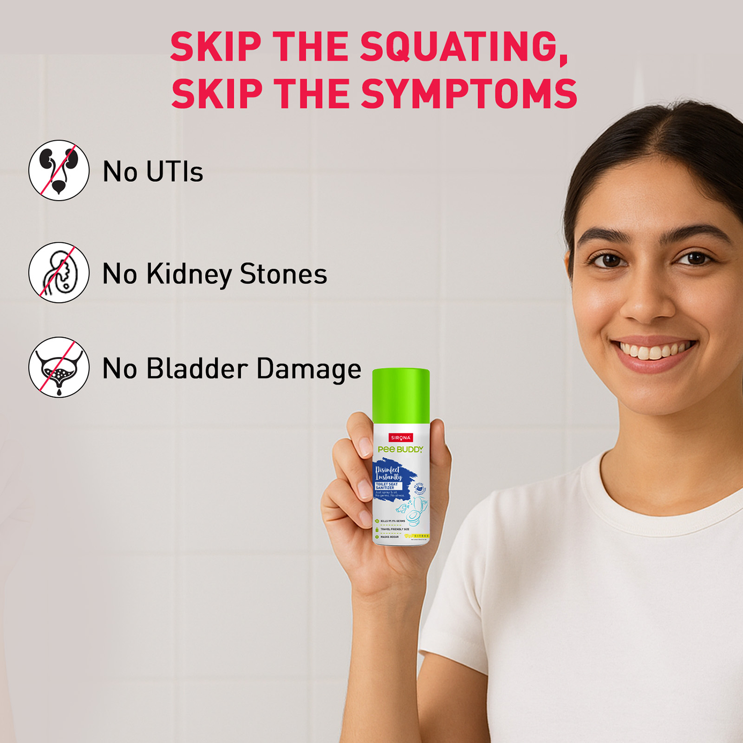 PeeBuddy Toilet Seat Sanitizer Spray | Citrus | Kills 99.9% Germs | Masks Odour | No Wiping | Travel Friendly Toilet Spray for Public Toilets (30 ml) | Pack of 2