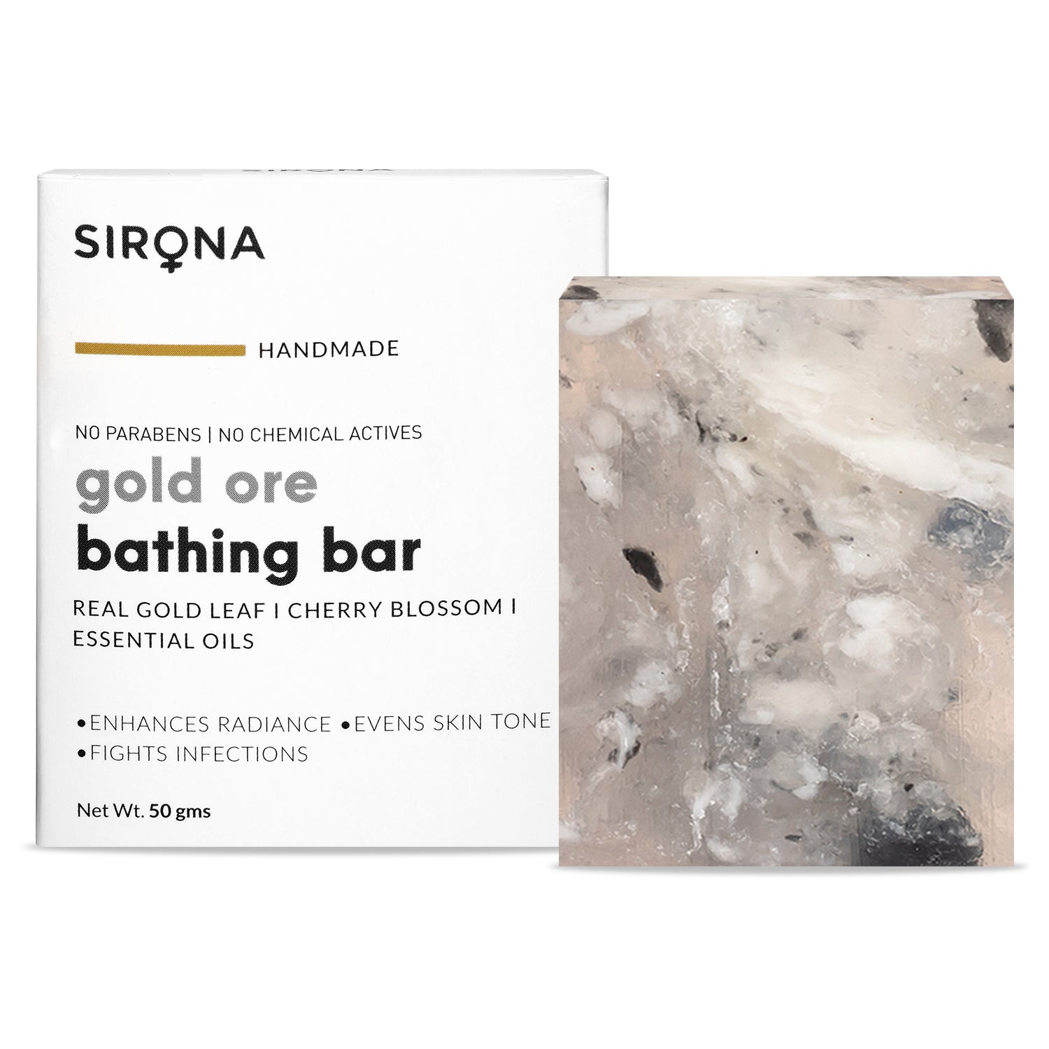 Sirona Handmade Gold Ore Bath Soap Bar | Made with Real Gemstone Corundum? NO Chemicals 50 gm