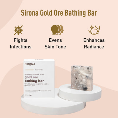 Sirona Handmade Gold Ore Bath Soap Bar | Made with Real Gemstone Corundum? NO Chemicals 50 gm