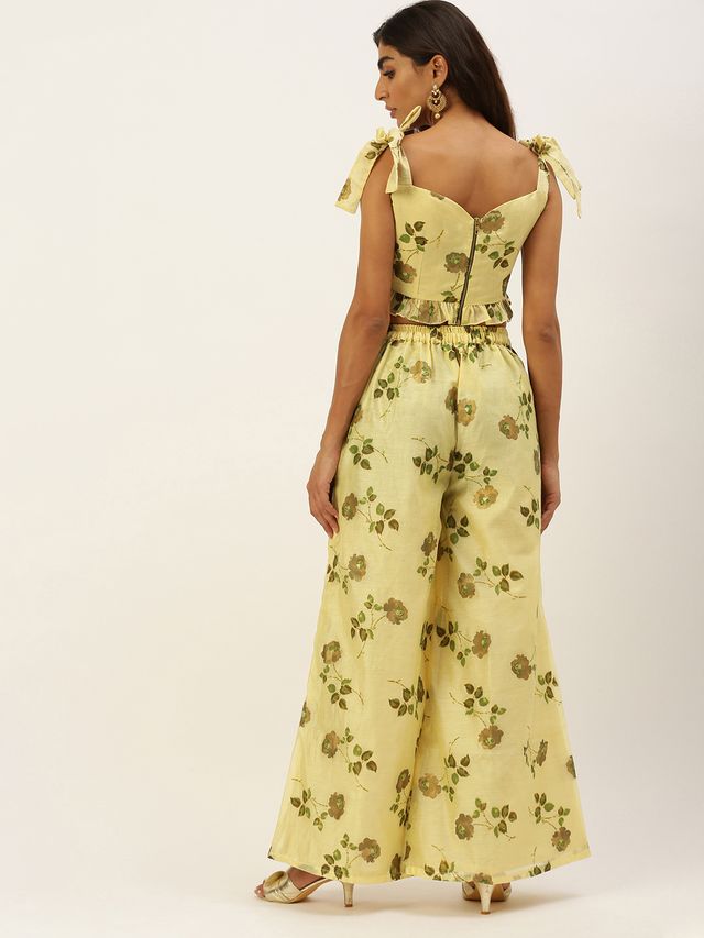 Bollywood Vogue Ready To Wear Yellow Foil Printed Co Ords Set