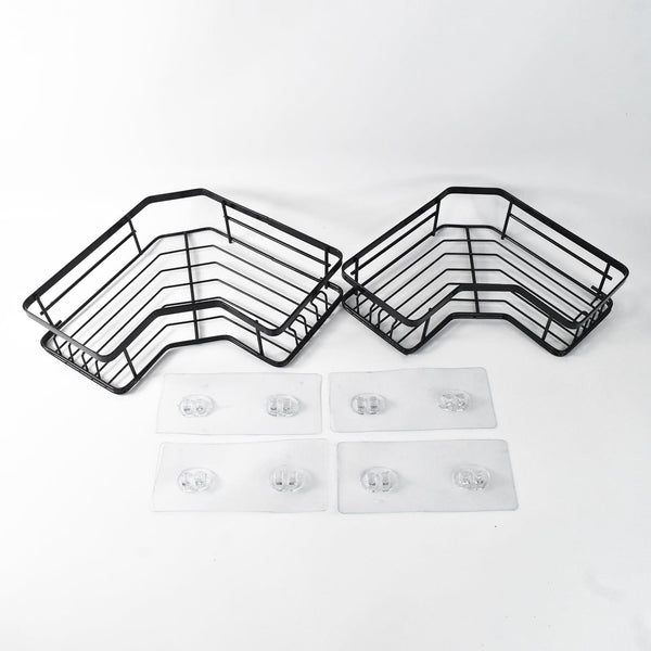 Iron Coating Self-adhesive Corner Shelf Organizer (2 Pc)