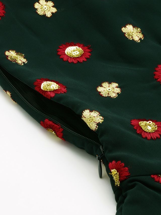 Bollywood Vogue Ready To Wear Green Georgette Embroidered Dress