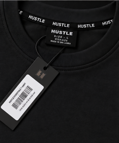 HUSTLE Essentials Men's Crew Neck Oversized T-Shirt – Black(Oversized fit)