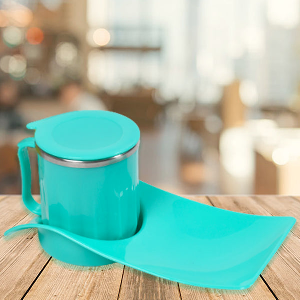 Snacks Tray Inside Steel Cup 350ml Break Time Tray For Kids Home Use